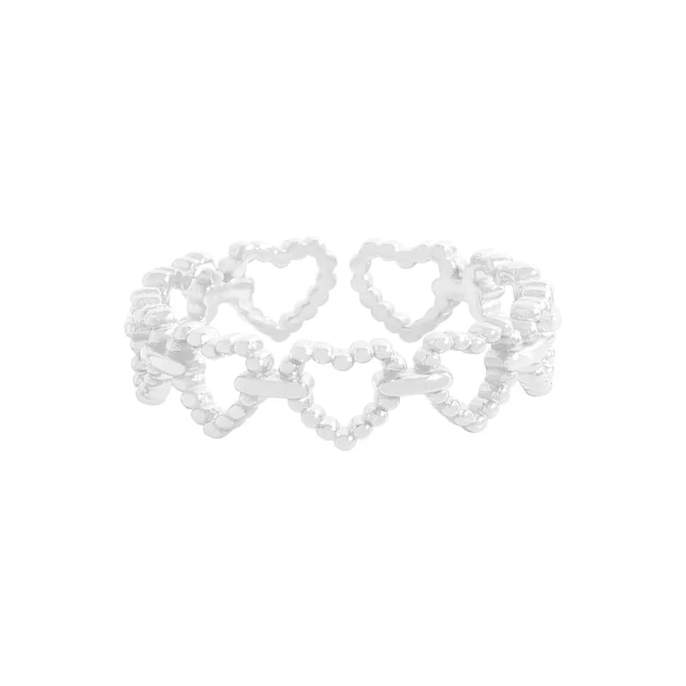 Beaded Heart Ring in Silver — Sterling silver