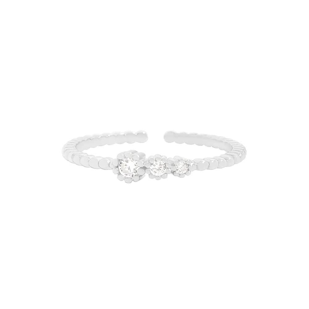 Beaded Flower Ring in Silver — Sterling silver