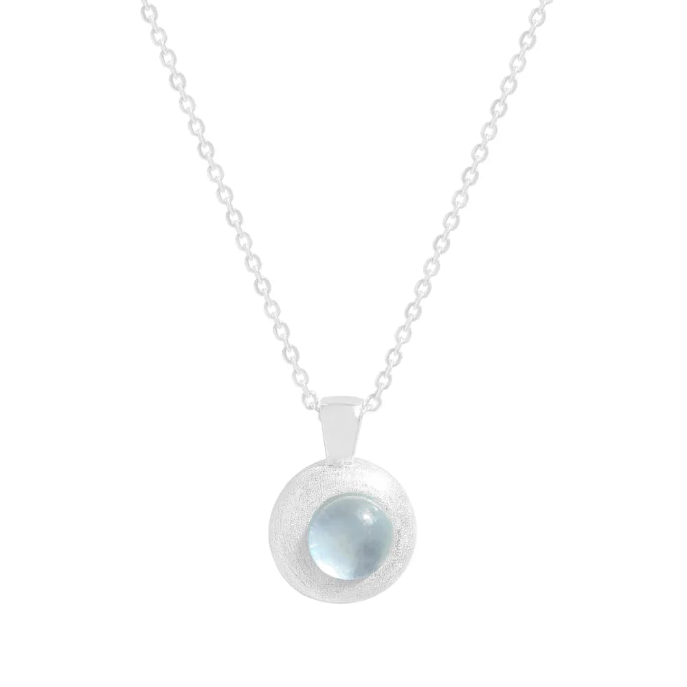 Moonstone Disc Pendant Necklace in Silver — Sterling silver