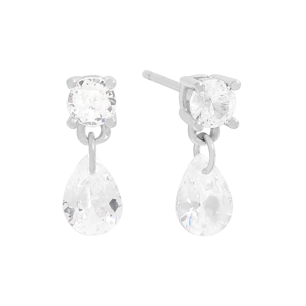 Pear Drop Earrings in Platinum — Sterling silver