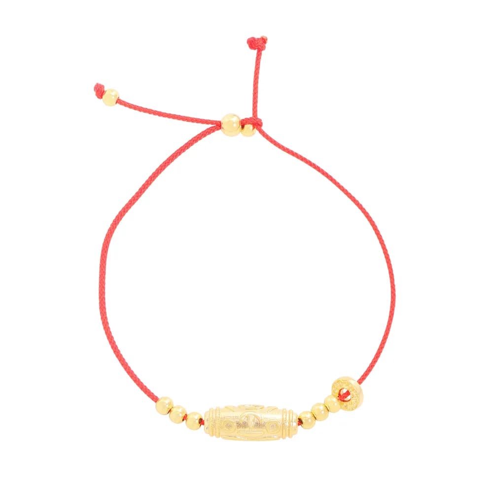 Barrel Bead Bracelet in Gold — Sterling silver