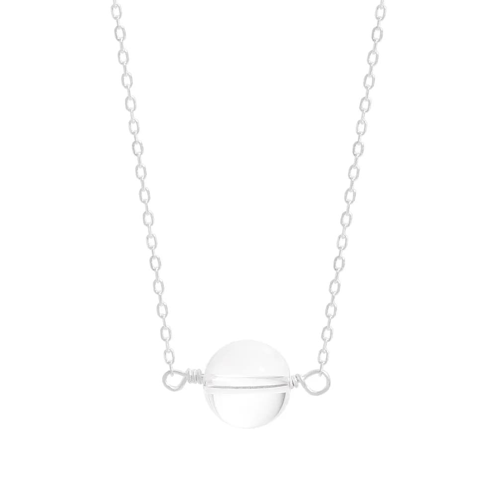 Enamel Sphere Necklace in White — Sterling silver
