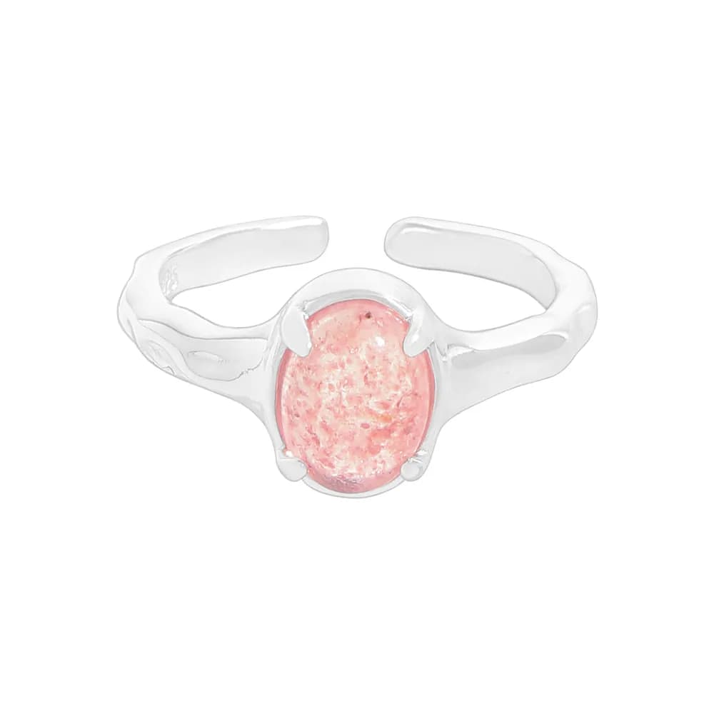 Oval Pink Stone Ring in Silver — Sterling silver