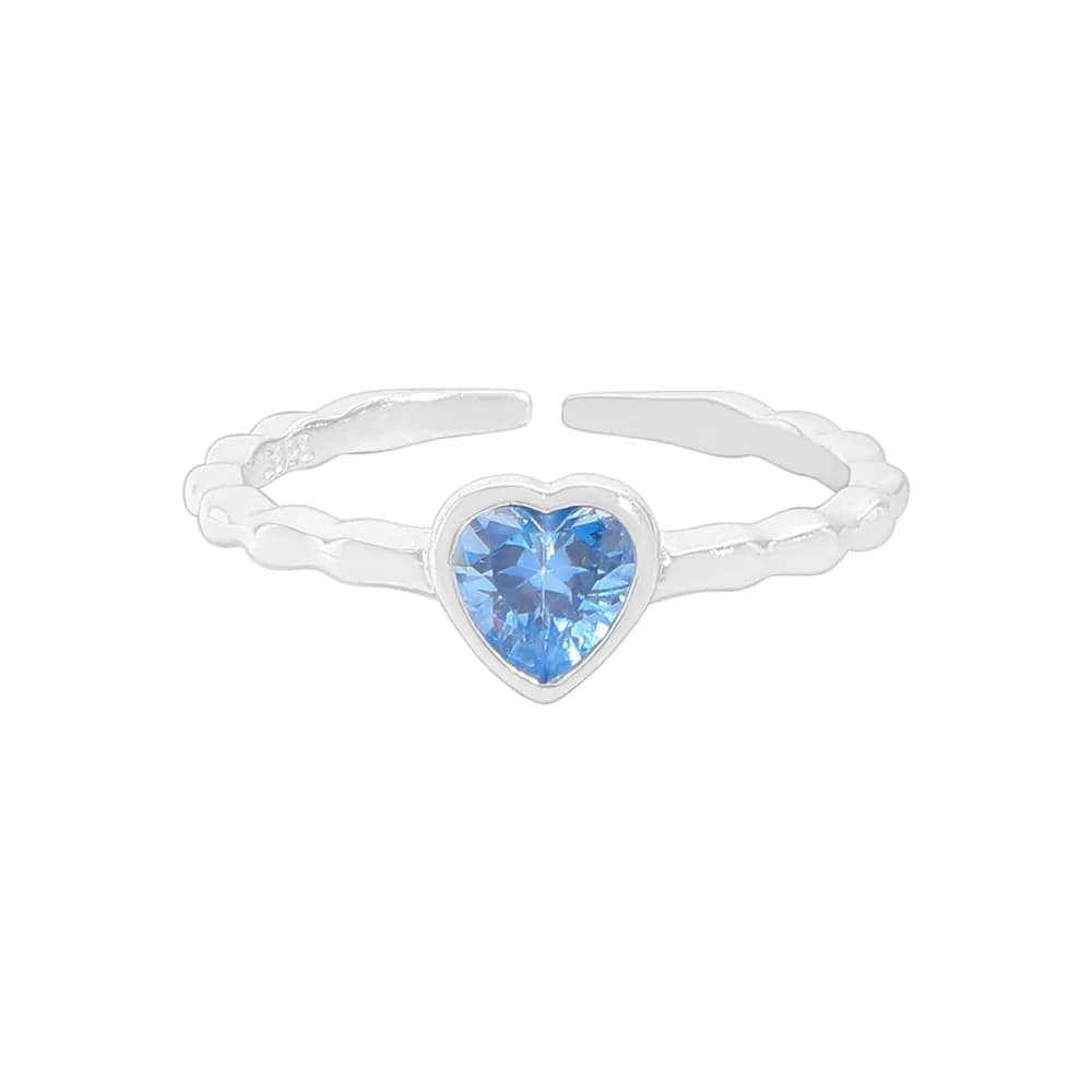 Heart-Shaped Blue Stone Ring in Silver — Sterling silver