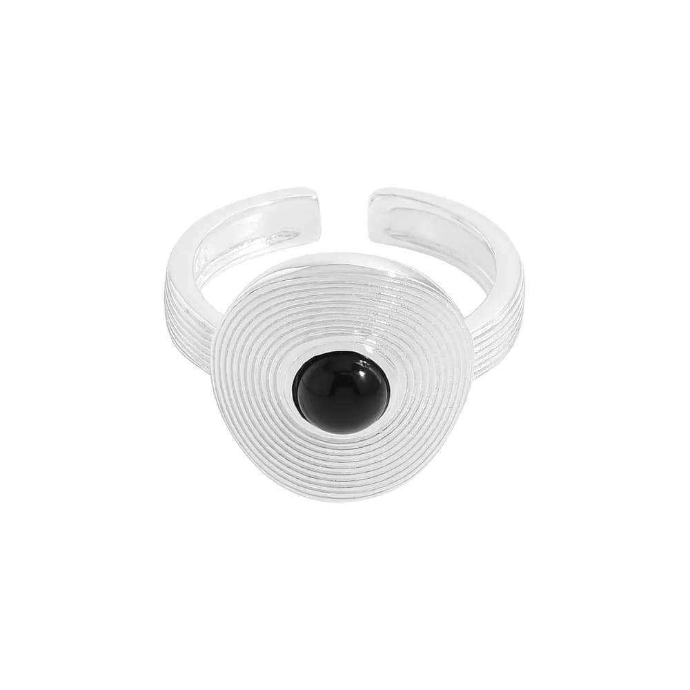 Concentric Onyx Ring in Silver — Sterling silver