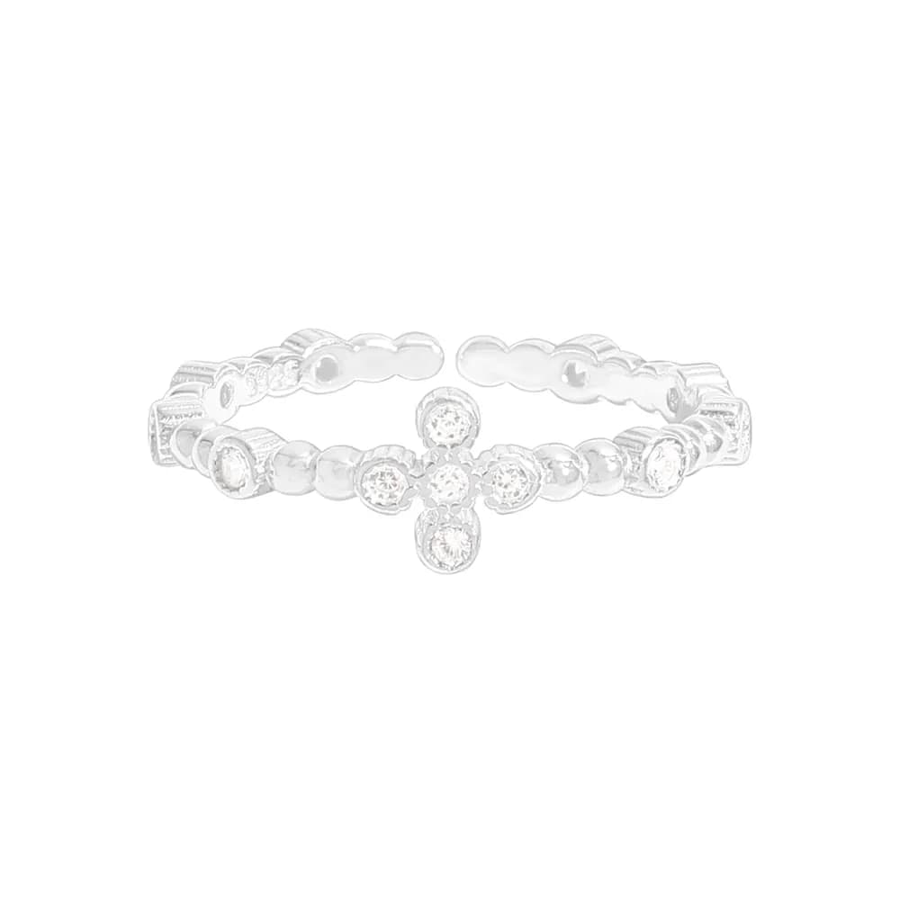 Cross Pavé Ring in Silver — Sterling silver