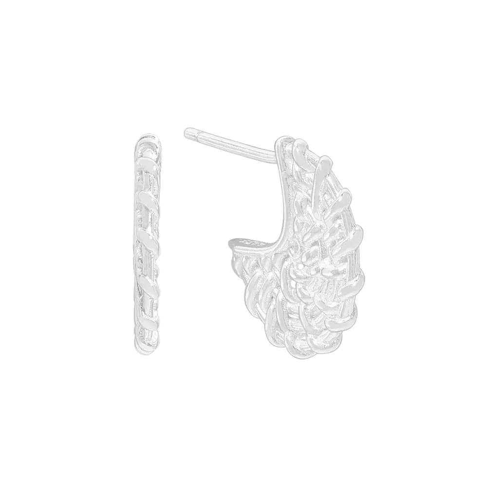 Leaf Cluster Hoop Earrings in Silver — Sterling silver