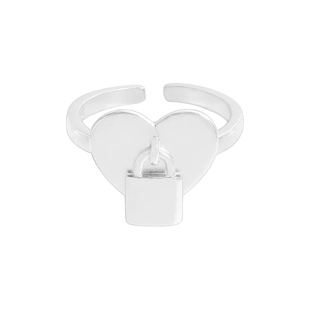 Heart Lock Ring in Silver — Sterling silver