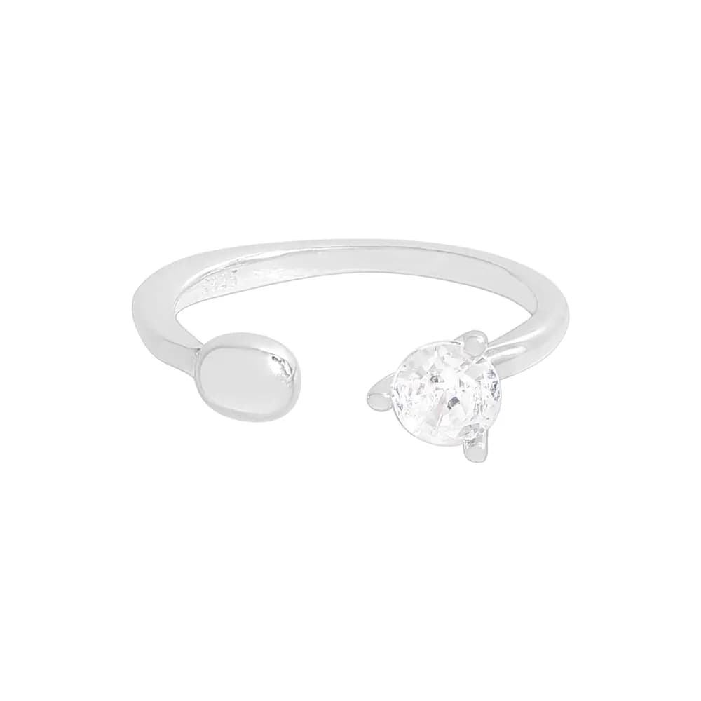 Open End Stone Ring in Silver — Sterling silver