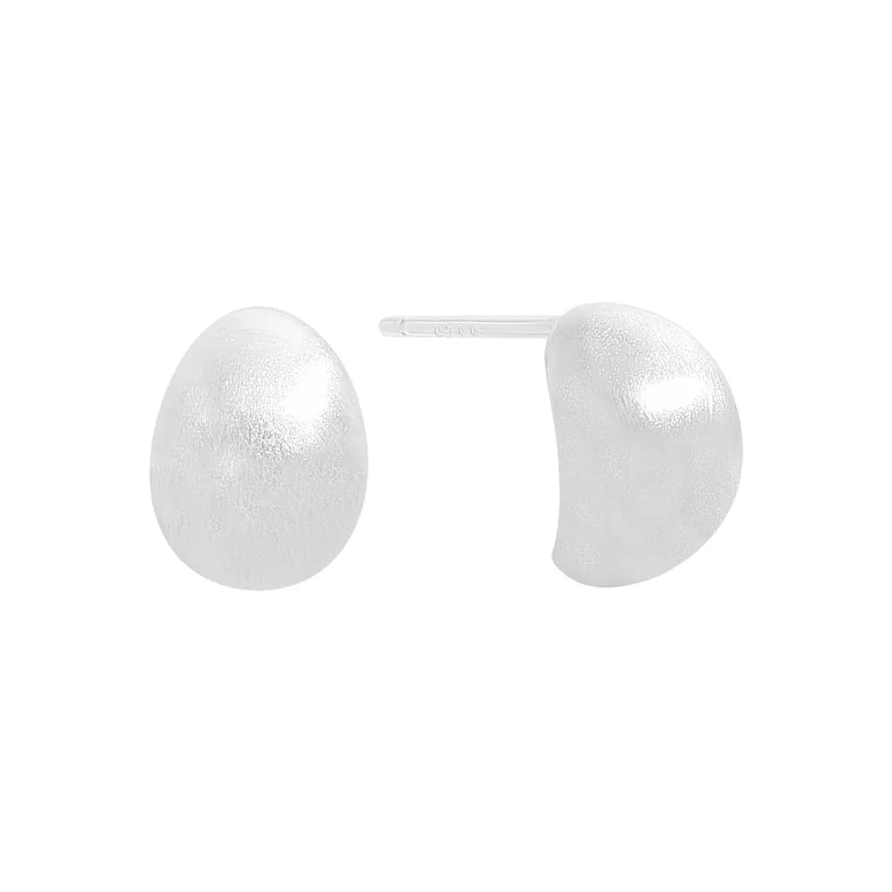 Frosted Oval Stud Earrings in Silver — Sterling silver