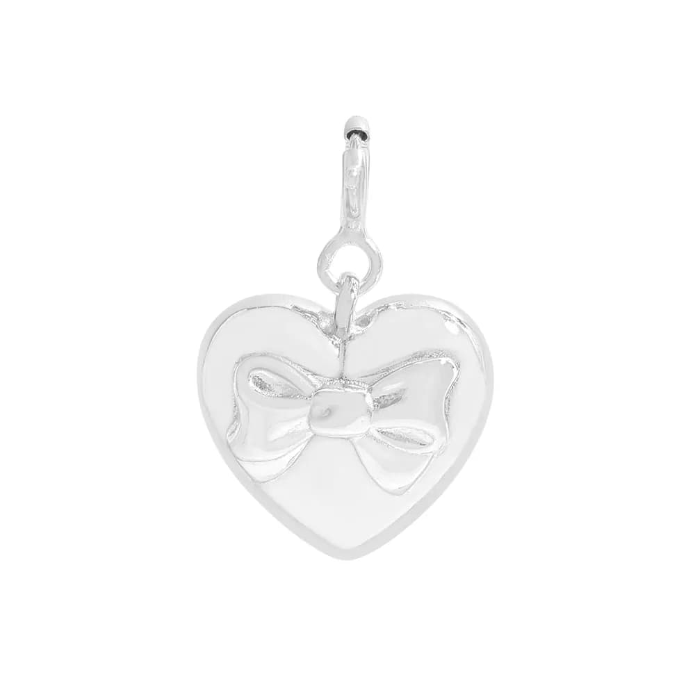 Bow Heart Pendant in Silver — Sterling silver