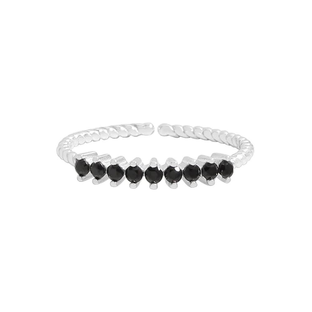 Black Stone Prong Ring in Silver — Sterling silver