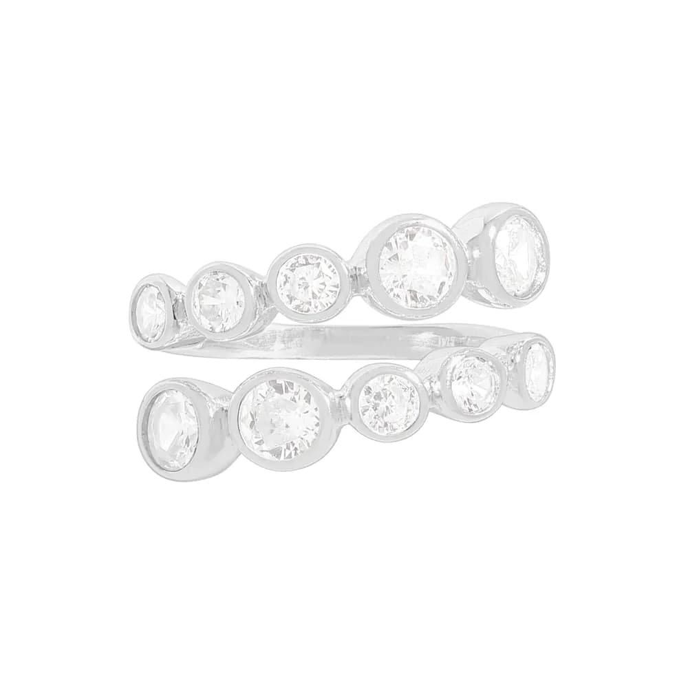 Stacked Bezel Ring in White — Sterling silver
