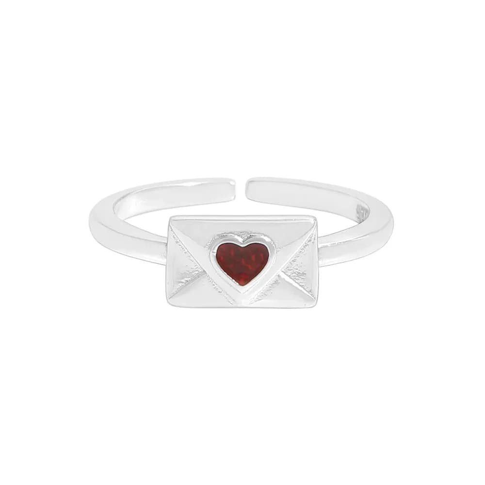 Heart Envelope Ring in Silver — Sterling silver