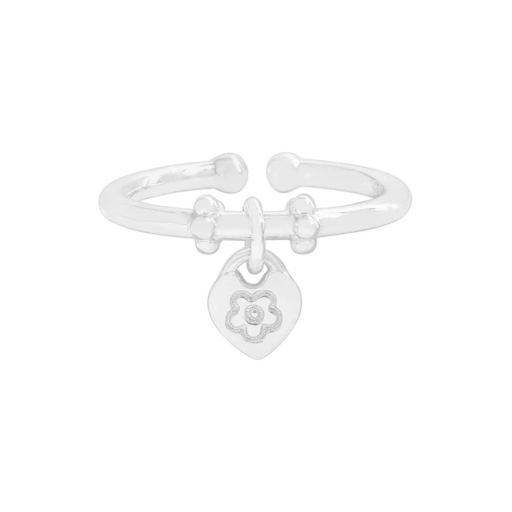 Heart Charm Ring in Silver — Sterling silver