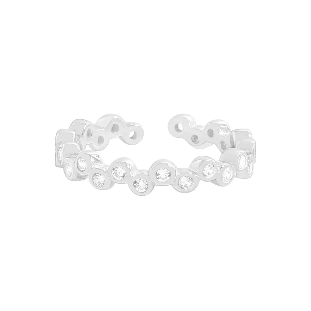 Circle Stone Bezel Ring in Silver — Sterling silver