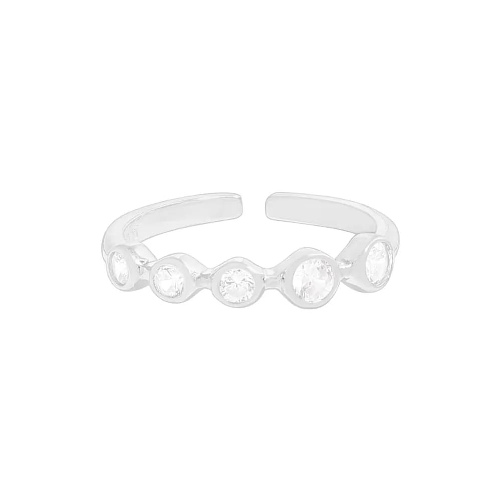 Five Stone Bezel Ring in White — Sterling silver