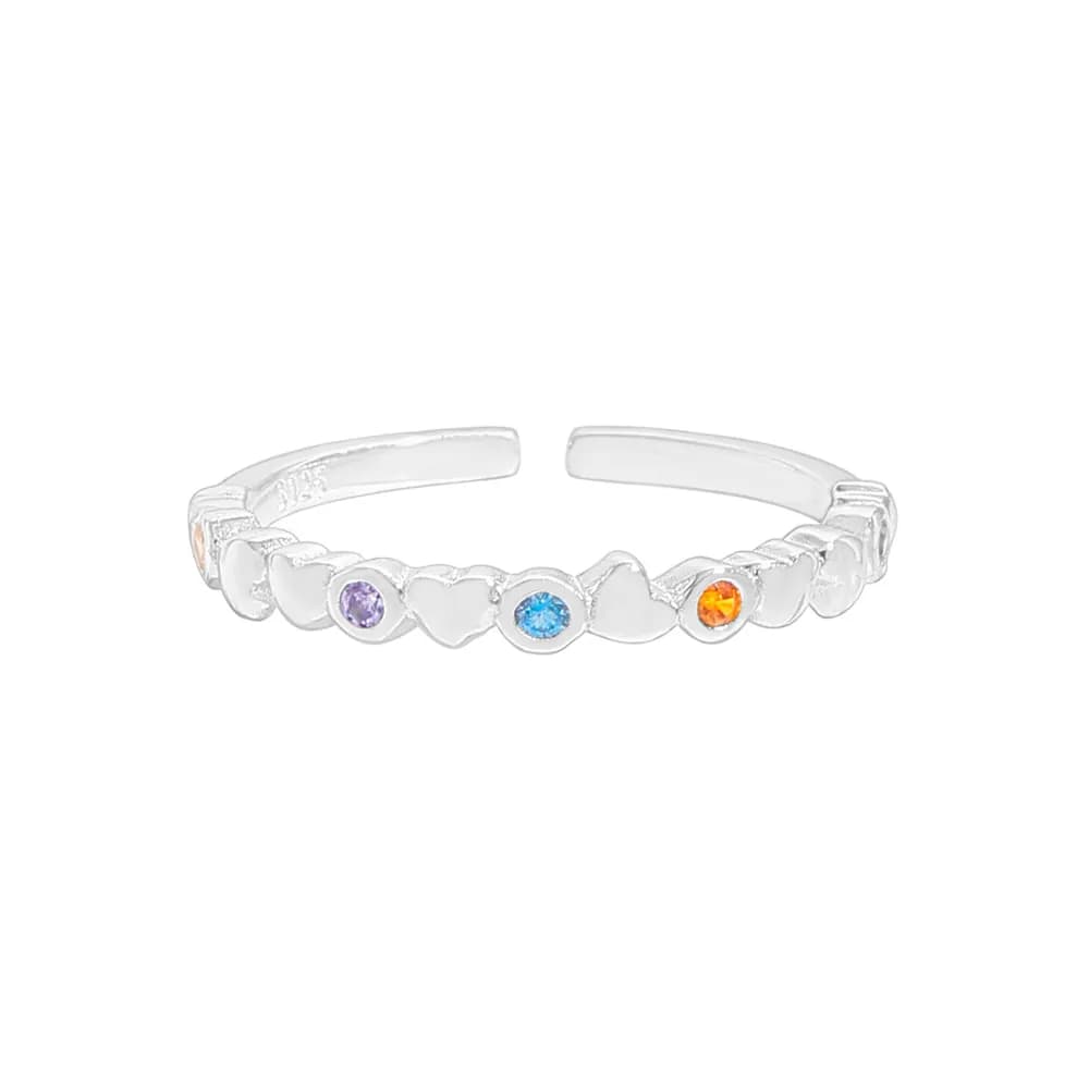 Heart Row Ring in Silver — Sterling silver
