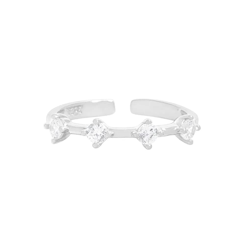 Three-Station Diamond Ring in Silver — Sterling silver