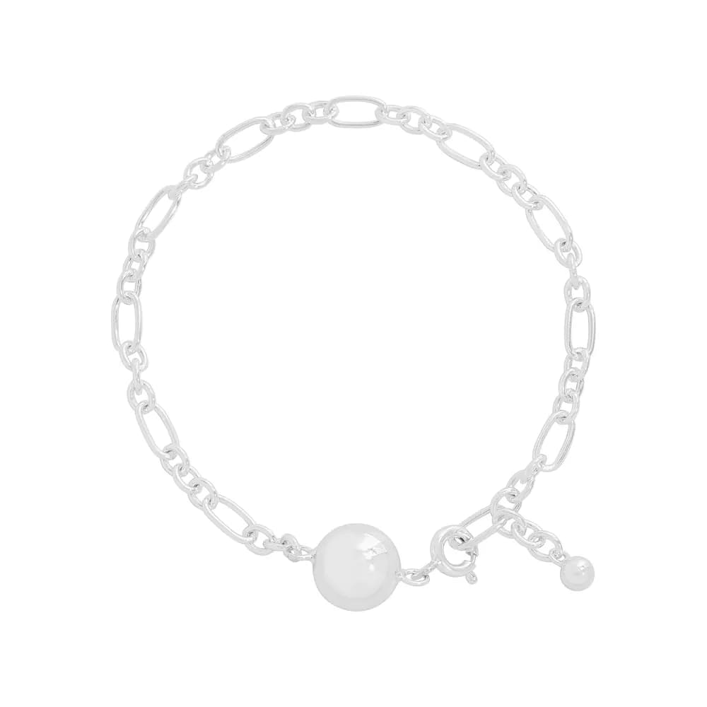 Pearl Bead Link Bracelet in Silver — Sterling silver