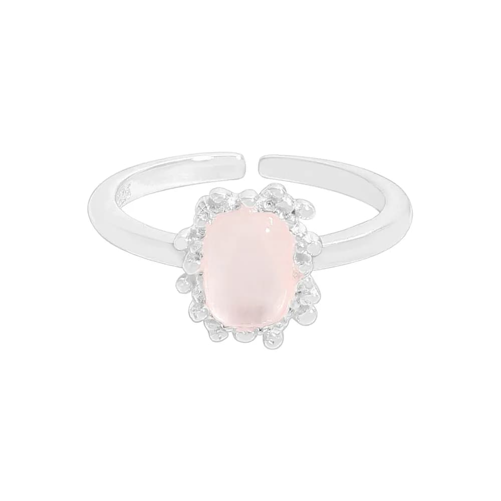 Pink Oval Halo Ring in Silver — Sterling silver