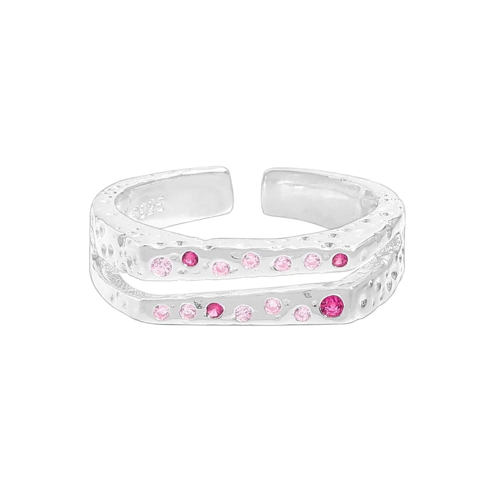 Pink Dot Band Ring in Silver — Sterling silver