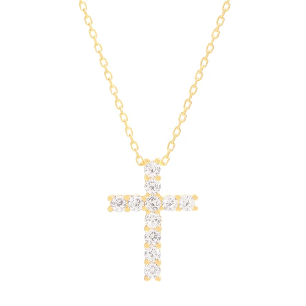 Cross Diamond Pendant Necklace in Gold — Sterling silver