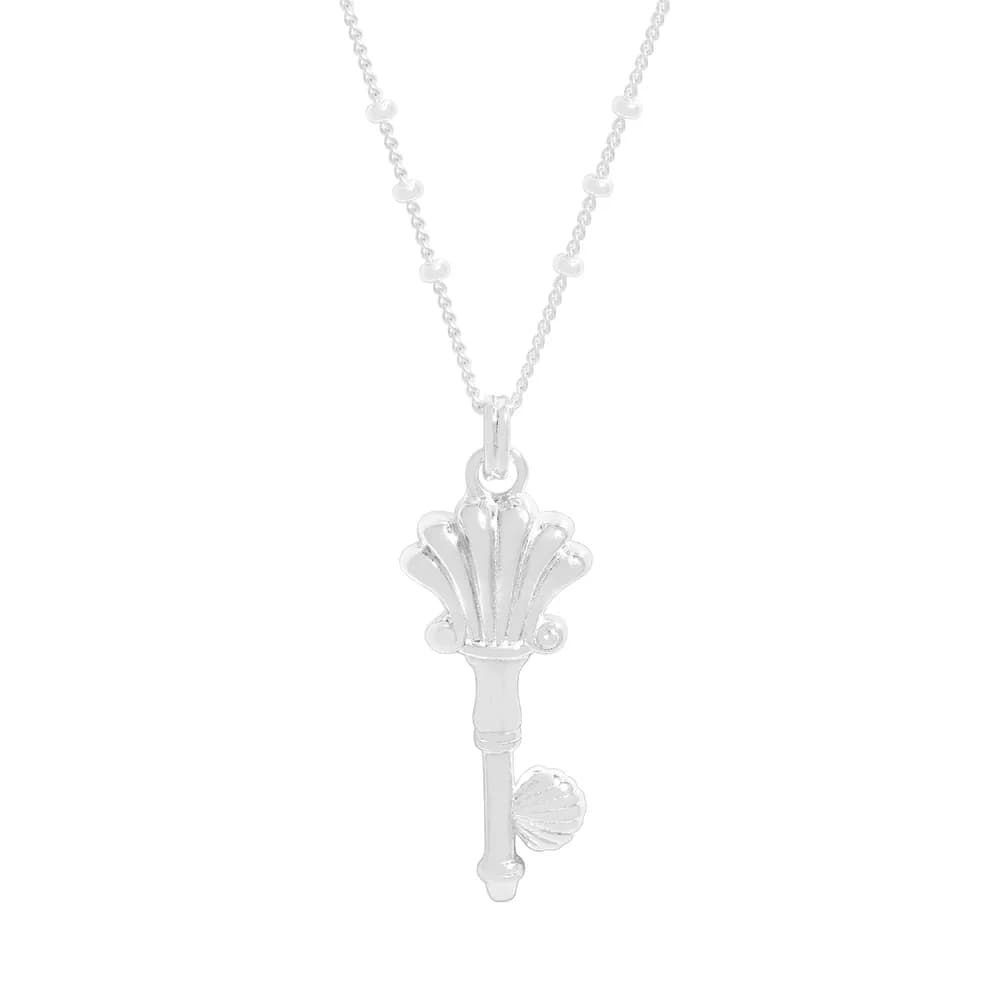 Shell Key Pendant Necklace in Silver — Sterling silver