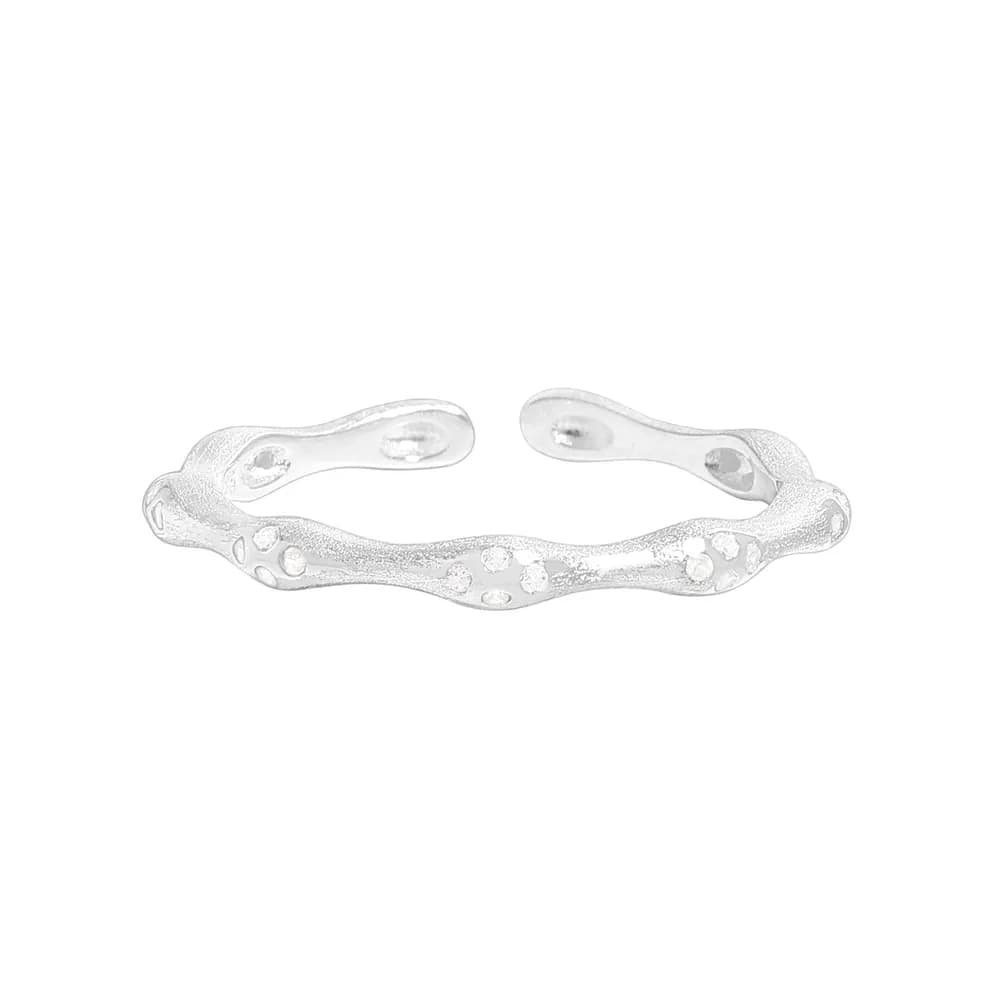 Beaded Wave Ring in Silver — Sterling silver