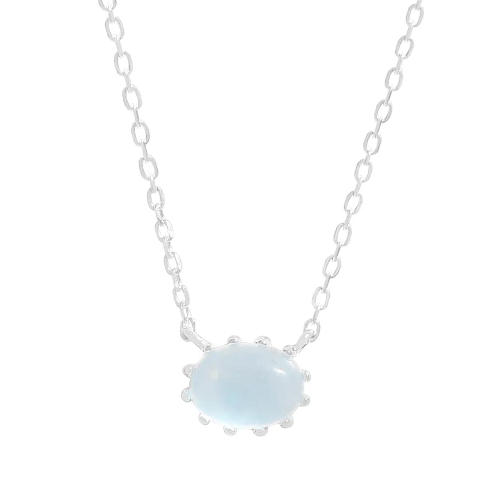 Moonstone Prong Necklace in Silver — Sterling silver