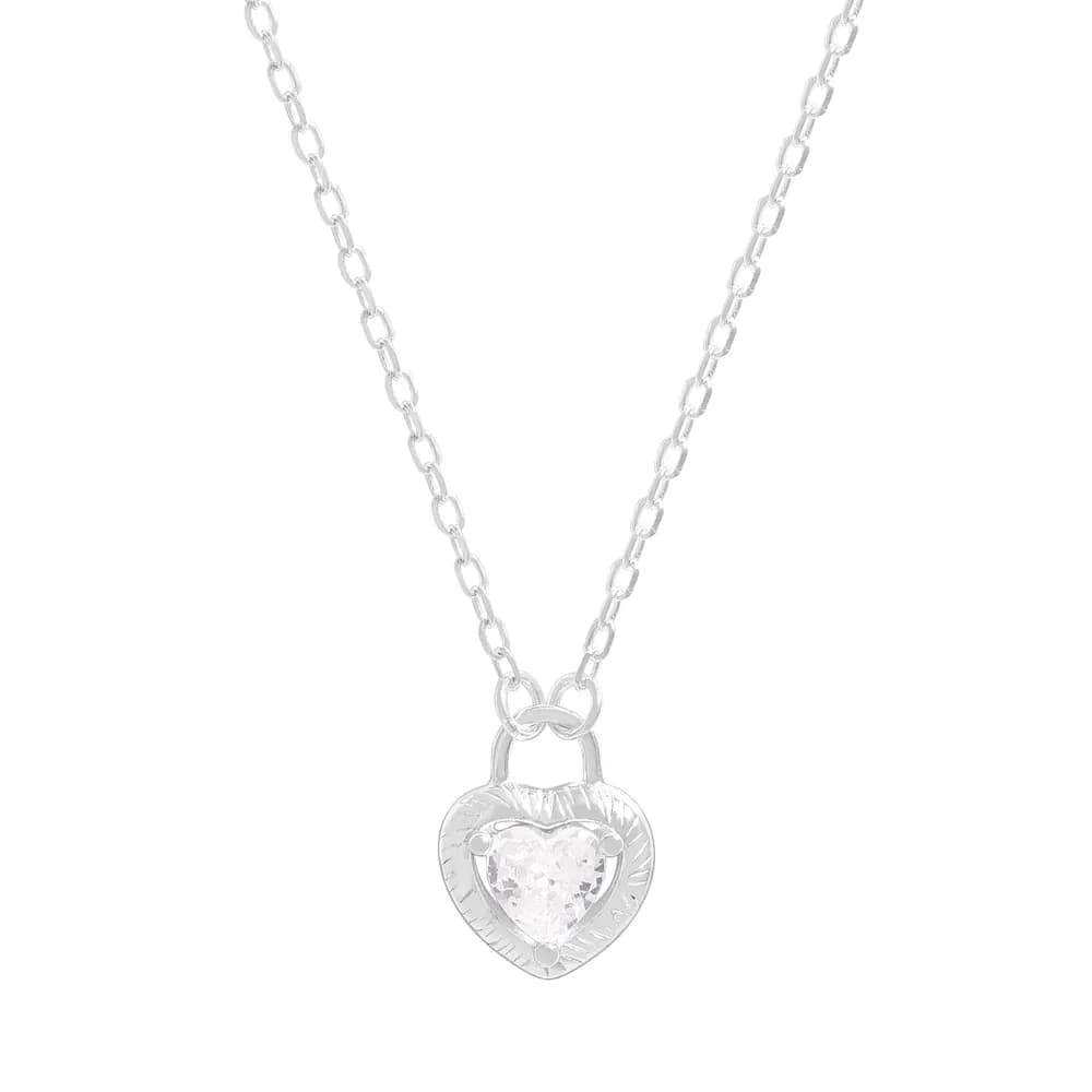 Heart Lock Pendant Necklace in Silver — Sterling silver