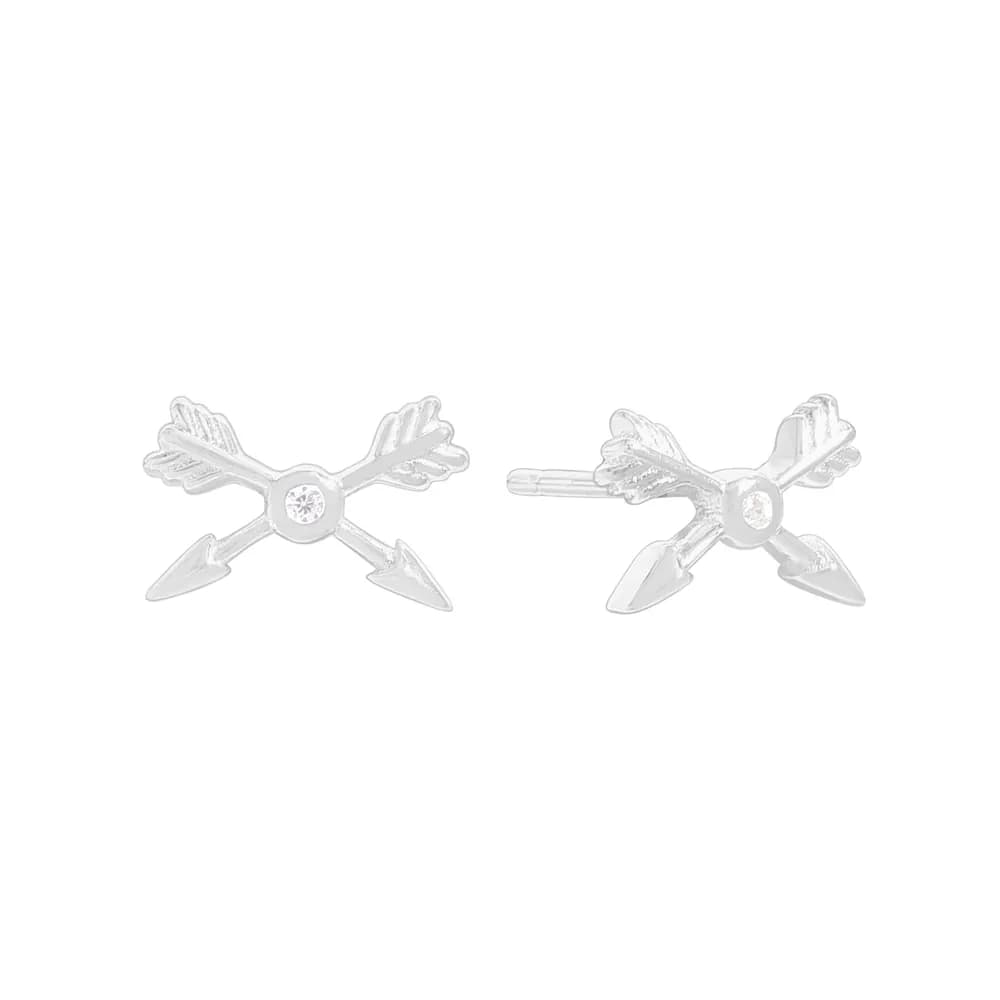 Arrow Cross Stud Earrings in Silver — Sterling silver