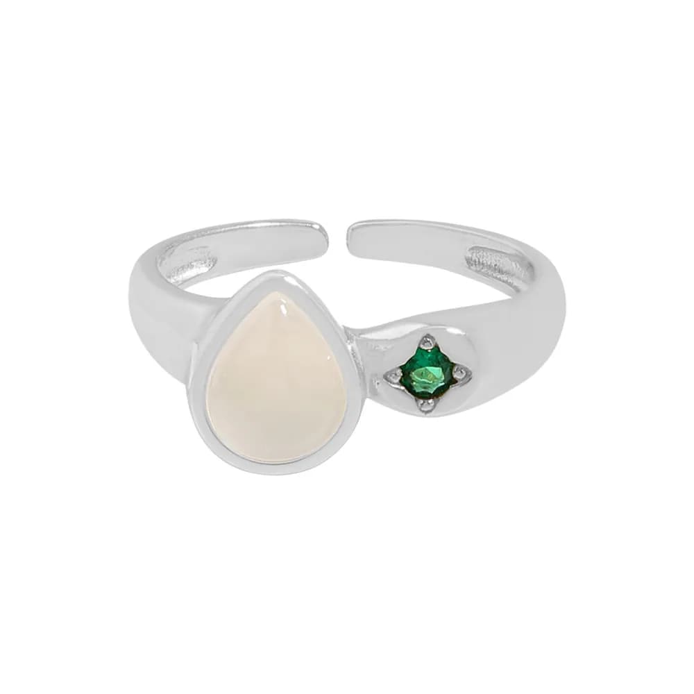 Teardrop Moonstone Ring in Platinum — Sterling silver