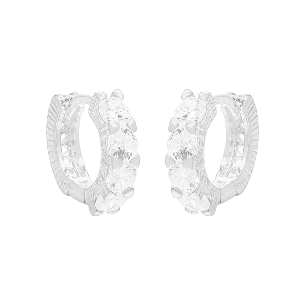 Crystal-Set Hoop Earrings in Silver — Sterling silver