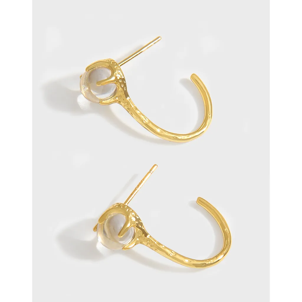 Brushed Gold Huggie Hoop Earrings